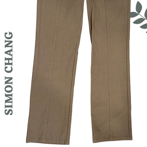 🛍️3/$40 Simon Chang Brown Dress Pants Size 2 Stretch Blend Mid-Rise Straight Leg - Picture 5 of 7